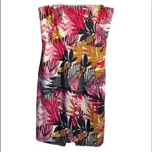 Palm Print Banana Republic Dress Strapless Pink 6